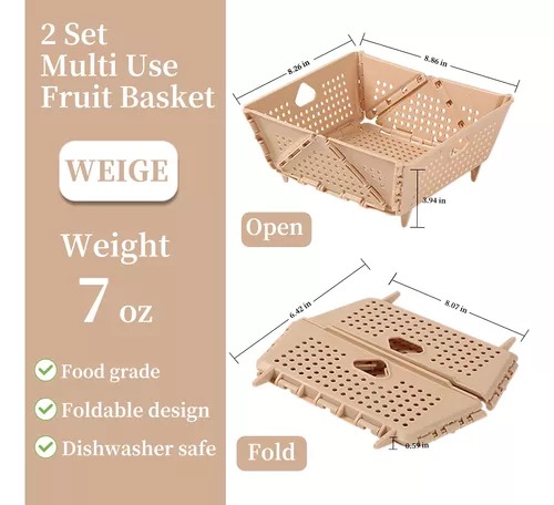 Miniatura 3 de Juego De 2 Coladores Plegables